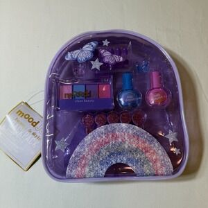 Girls Clear Purple Beauty Backpack  Make-Up, Hair Clips, Nail Polish Gift